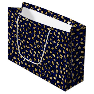 Grand Sac Cadeau Imprimé Léopard Bleu Gras Motif Animal Glamour
