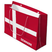 Grand Sac Cadeau Indicateur Danemark du texte personnalisé (Devant Angle)