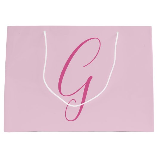 Grand Sac Cadeau Initial Letter Monogram Light Pink Plain Chic (Devant)