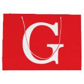 Grand Sac Cadeau Initial Letter Monogram Red White Plain Simple (Dos)