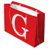 Grand Sac Cadeau Initial Letter Monogram Red White Plain Simple (Dos Angle)