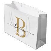 Grand Sac Cadeau Initiale de monogramme stylée en écriture moderne  (Dos Angle)