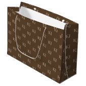Grand Sac Cadeau Initiales Brown et beige Motif (Devant Angle)