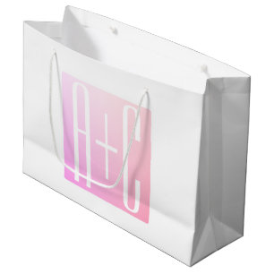 Grand Sac Cadeau Initiales de couple Gradation rose subtile