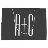 Grand Sac Cadeau Initiales de couple modernes | Gris et blanc (Dos)