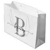 Grand Sac Cadeau Initiales de monogramme stylé, écriture moderne bl (Dos Angle)