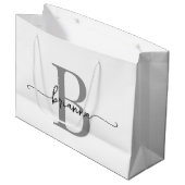 Grand Sac Cadeau Initiales de monogramme stylé, écriture moderne bl (Devant Angle)