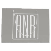 Grand Sac Cadeau Initiales Monogramme | Blanc Sur Gris Clair (Dos)