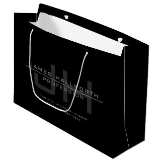 Grand Sac Cadeau Initiales Monogrammées Modernes (ou autre texte) G