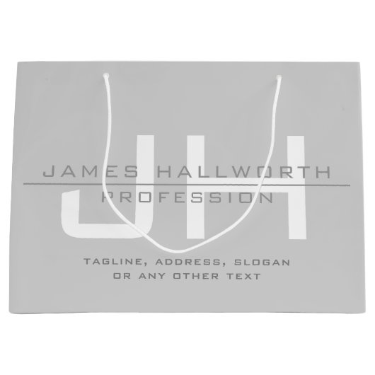 Grand Sac Cadeau Initiales monogrammées modernes (ou autre texte) G (Devant)