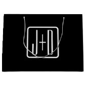 Grand Sac Cadeau Initiales monogrammes modernes | Noir & Blanc (Devant)