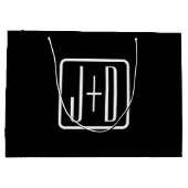Grand Sac Cadeau Initiales monogrammes modernes | Noir & Blanc (Dos)