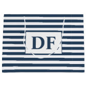 Grand Sac Cadeau Initiales personnalisées Bleu/Blancs (Devant)