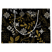 Grand Sac Cadeau Intricate floral pattern with gold and white  (Devant)