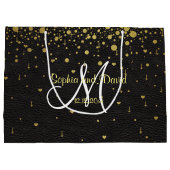 Grand Sac Cadeau Invitations pour mariages | Monogramme Gold Confet (Dos)