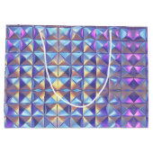 Grand Sac Cadeau Iridescendance en or, bleu et violet géométrique 2 (Dos)