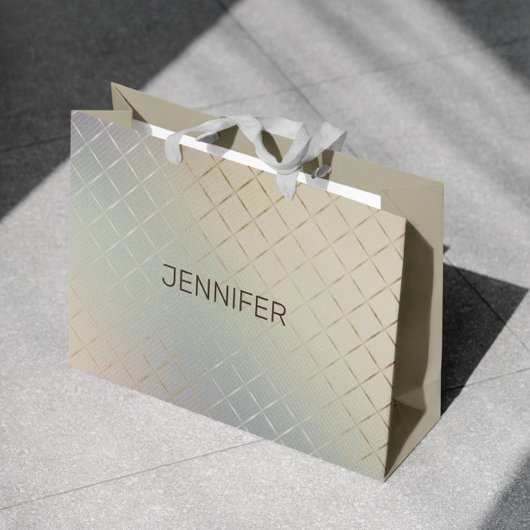 Grand Sac Cadeau Iridescente Moderne Luxueux Monogramme