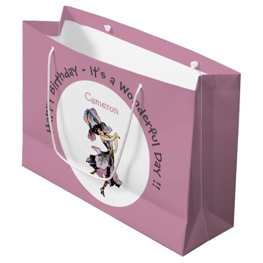 Grand Sac Cadeau Iris - Fleur de Lis Fourniture de Fleurs Whimsical (Devant Angle)