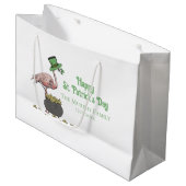 Grand Sac Cadeau Irish Shamrock Flamingo St. Patrick’s Day Party (Devant Angle)