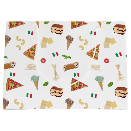 Grand Sac Cadeau Italian Food Pizza Pasta Tiramisu Pattern (Devant)
