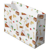 Grand Sac Cadeau Italian Food Pizza Pasta Tiramisu Pattern (Devant Angle)