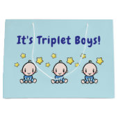 Grand Sac Cadeau It's Triplet Boys!, Triplet Babies Gift Wrap, (Devant)