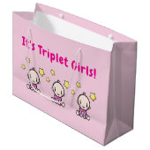 Grand Sac Cadeau It's Triplet Girls!, Triplet Babies Gift Wrap, (Devant Angle)