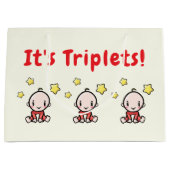 Grand Sac Cadeau It's Triplets!, Triplet Babies Gift Wrap, Neutral (Devant)