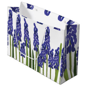 Grand Sac Cadeau Jacinthe des vignes fleur pourpre bleu floral