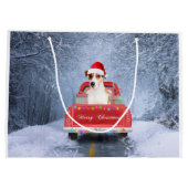 Grand Sac Cadeau Jack Russell Chien en Neige assis à Noël (Dos)