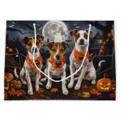 Grand Sac Cadeau Jack Russell Halloween Éffrayant (Devant)