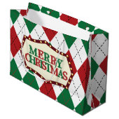 Grand Sac Cadeau Jacquard de Noël Motif (Devant Angle)