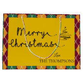 Grand Sac Cadeau Jacquard Joyeux Noël orange jaune (Dos)