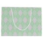 Grand Sac Cadeau Jacquard vert et gris Motif Enfants (Dos)