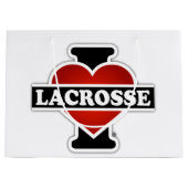Grand Sac Cadeau J'aime la lacrosse (Devant)