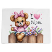 Grand Sac Cadeau J'aime maman ours (Devant)