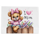 Grand Sac Cadeau J'aime maman ours (Dos)