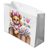 Grand Sac Cadeau J'aime maman ours (Dos Angle)