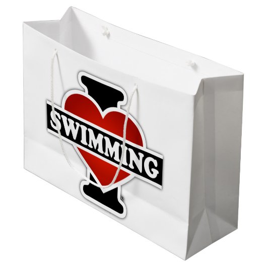 Grand Sac Cadeau J'aime nager (Devant Angle)