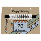 Grand Sac Cadeau Jalon spécial nom d'anniversaire vert bleu (Devant)