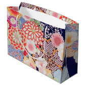 Grand Sac Cadeau Japonais KIMONO Textile, Fleur (Dos Angle)