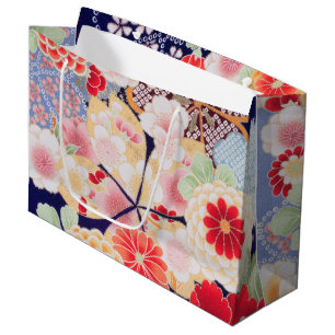 Grand Sac Cadeau Japonais KIMONO Textile, Fleur