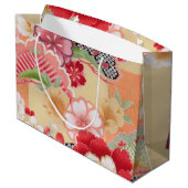 Grand Sac Cadeau Japonais KIMONO Textile, Floret Motif (Dos Angle)