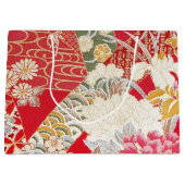 Grand Sac Cadeau Japonais KIMONO Textile, motif floral (Devant)