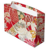 Grand Sac Cadeau Japonais KIMONO Textile, motif floral (Dos Angle)