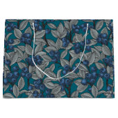 Grand Sac Cadeau Jardin aux bleuets, bleu et gris (Devant)