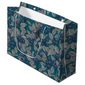 Grand Sac Cadeau Jardin aux bleuets, bleu et gris (Devant Angle)