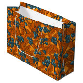 Grand Sac Cadeau Jardin aux bleuets, bleu et orange (Devant Angle)