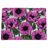 Grand Sac Cadeau Jardin d'anémone rose (Devant)