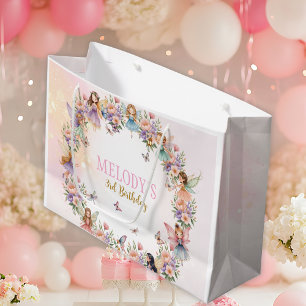 Grand Sac Cadeau Jardin de fées fantaisiste pour 3ème anniversaire